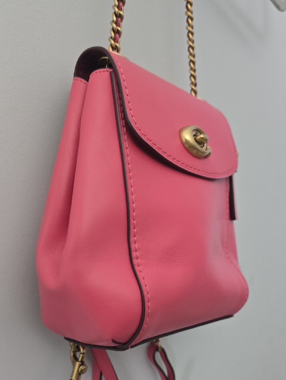 Coach Pink Leather Turnlock Mini Backpack with Gold Hardware - Picture 2 of 7